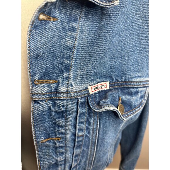 Jacket sweater shirt denim Collared coat spring fall vintage GUESS size M/L - Picture 7 of 7